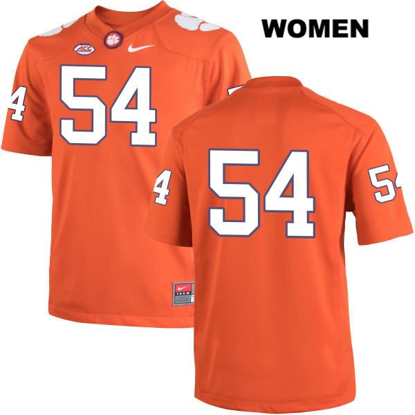 Women's Clemson Tigers #54 Connor Sekas Stitched Orange Authentic Nike No Name NCAA College Football Jersey WUY3646QW